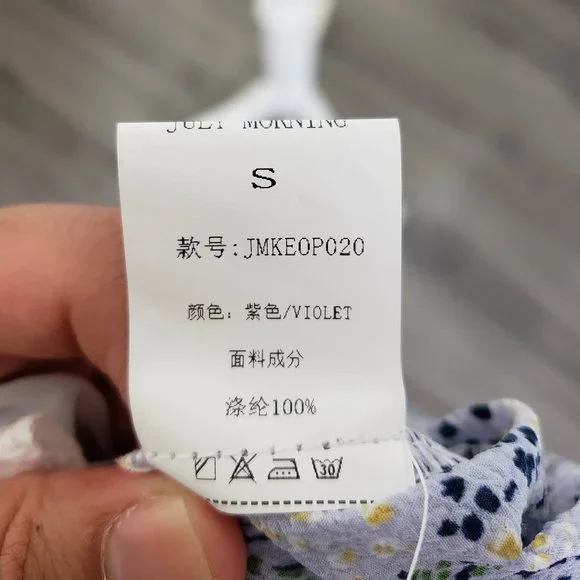 July Morning Floral Ruffle Midi Dress Violet Size Small - Picture 11 of 12